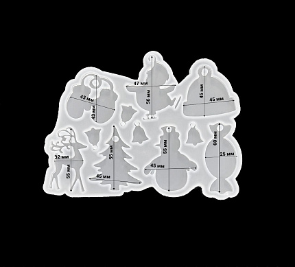 Молд силиконовый "Набор новогодних игрушек"