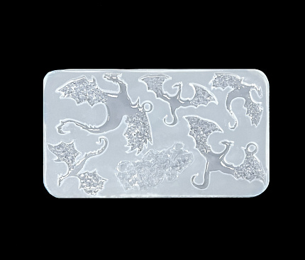 Молд силиконовый "Набор драконов с кристаллами"