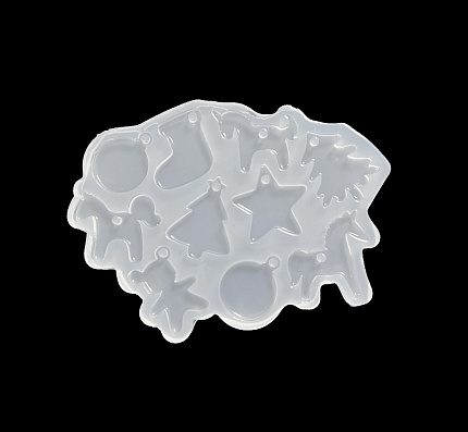 Молд силиконовый "Набор маленьких новогодних игрушек" (молд с линзой)