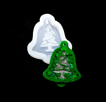 Молд силиконовый "Колокольчик с ёлкой" (глянцевый)